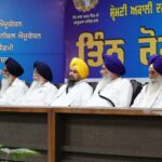 Akali Dal Vichar Goshti Mastuana Sahib. Giani Harpreet Singh, Giani Kewal Singh, Gobind Singh Longowal, Parmjeet Singh Gazi, Gurmeet Singh Ranchi at stage