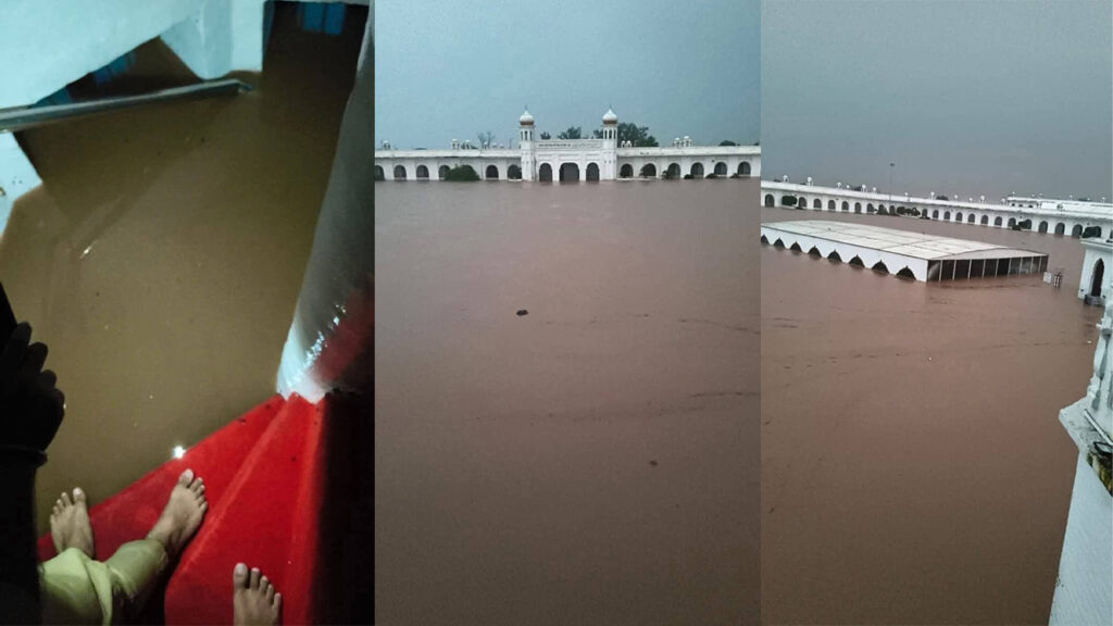 Flood Water enters Gurdwara Kartarpur Sahib Complex in West Punjab as Ravi river overflows after release of water from dams in East Punjab Sikh Siyasat News