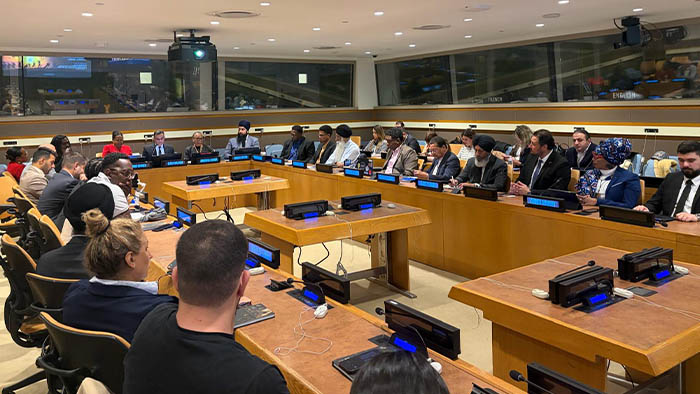 Sikh representatives at the “Right of Return and Decolonization” conference during the 81st UN General Assembly.